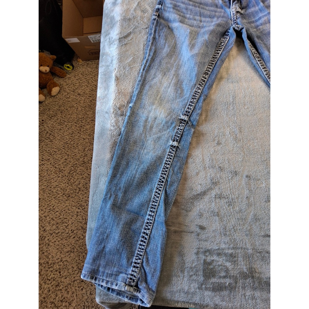 BKE Carter Straight Leg Jeans Mens 31R Medium Wash Stretch Denim Contrast Stitch - Picture 2 of 11